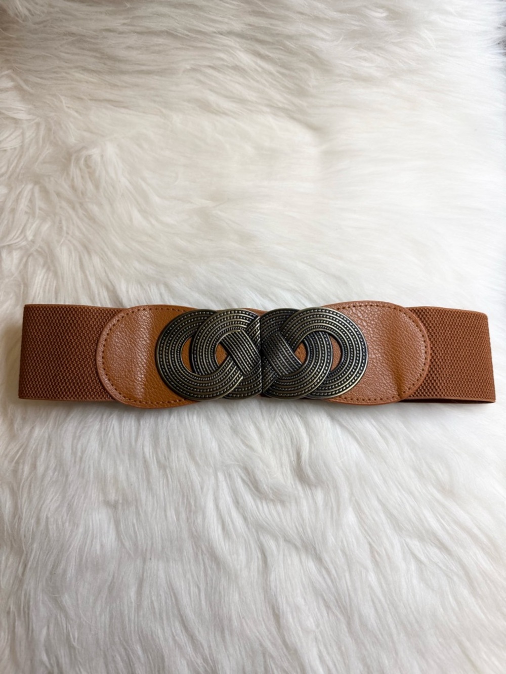 Brown Tan Corset Waist Women Wide Belt Clincher Stretchy Band Metal Clip New